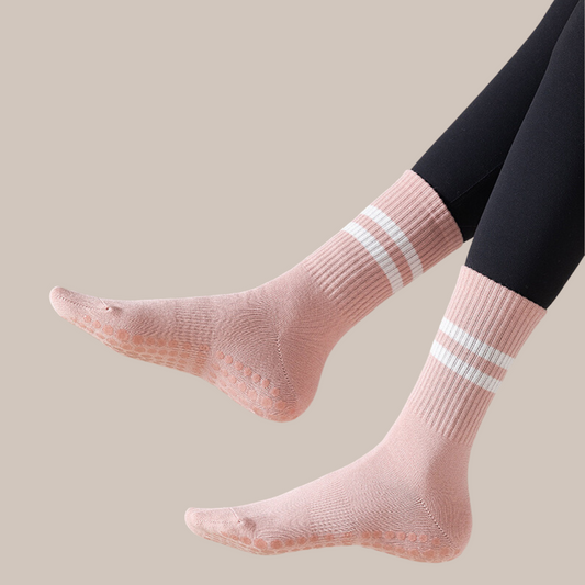 Non-Slip Pink High Socks