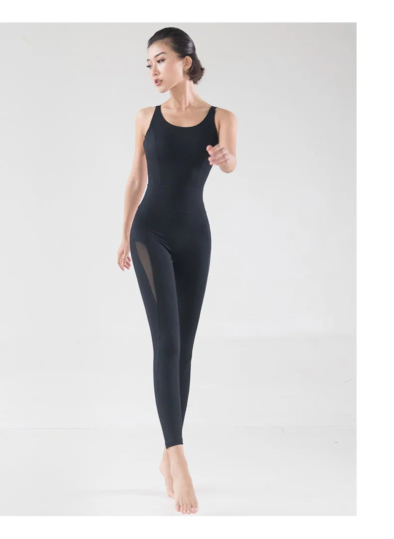 Black Basic Mesh Jumpsuit